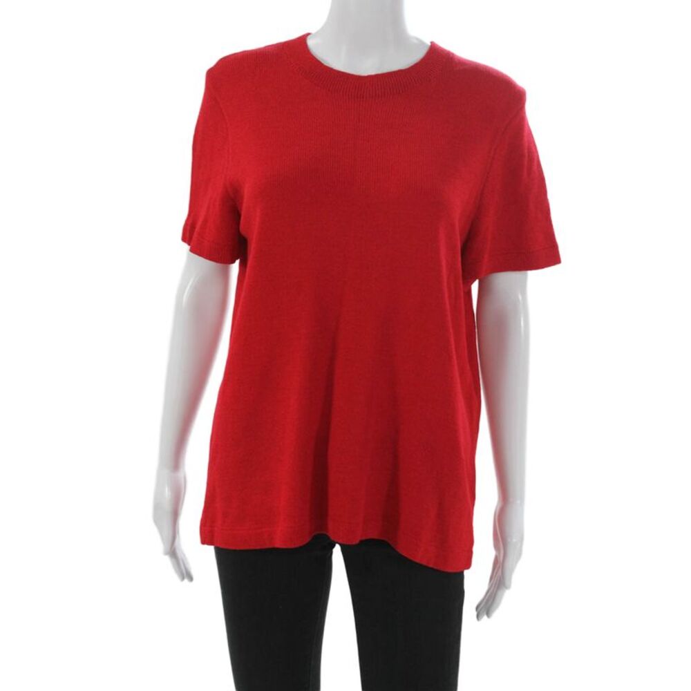 St. John Collection By Marie Gray Women Red Viscose Crew Neck Pullover Size M